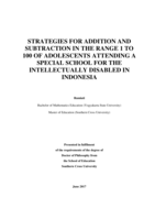 Strategies for addition and subtraction in the range 1 to 100 of adolescents attending a special school for the intellectually disabled in Indonesia
