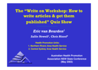 The 'Write on Workshop: how to write artices and get them published' Quiz Show