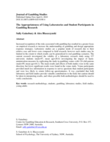 The appropriateness of using laboratories and student participants in gambling research