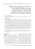 Informing regulatory reform in Australian industry through mixed research: a post-hoc evaluation of research design