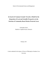 In search of common ground : towards a model for the integration of local and scientific perspectives in the selection of community-based marine protected areas