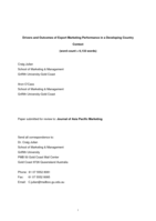 Drivers and outcomes of export marketing performance in a developing country context