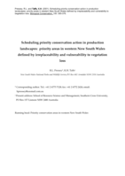 Scheduling priority conservation action in production landscapes:  priority areas in western New South Wales defined by irreplaceability and vulnerability to vegetation loss
