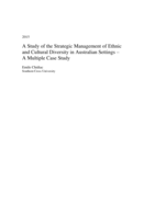 A study of the strategic management of ethnicand cultural diversity in Australian settings : a multiple case study