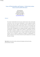 Issues of professionalism and teachers: critical observations from research and the literature