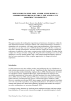 When working five days a week seems radical: compressed working weeks in the Australian construction industry