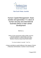 Human capital management: Asian studies and generation Y’s value of human security and international business ethics in their career development