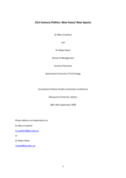 21st Century politics: new faces/new spaces