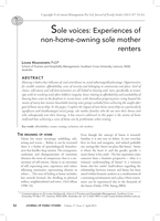 Sole voices: experiences of non-home-owning sole mother renters
