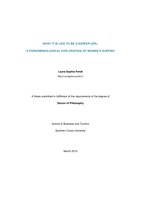 What is it like to be a surfer girl : a phenomenological exploration of women's surfing