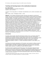 Teaching and learning issues in the multicultural classroom