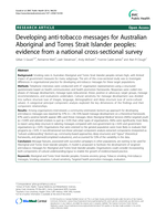 Developing anti-tobacco messages for Australian Aboriginal and Torres Strait Islander peoples: evidence from a national cross-sectional survey