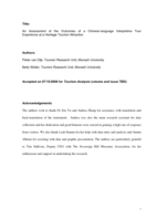 An assessment of the outcomes of a Chinese-language interpretive tour experience at a heritage tourism attraction