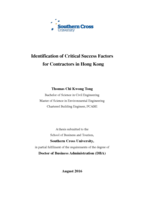 Identification of critical success factors for contractors in Hong Kong