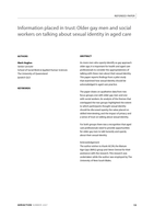 Information placed in trust: older gay men and social workers on talking about sexual identity in aged care