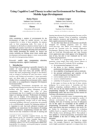 Using Cognitive Load Theory to select an environment for teaching mobile apps development