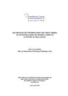 Awareness of information security risks : an investigation of people aspects (a study in Malaysia)