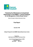 Assessing the effectiveness of computerised dissemination of the 'NHMRC's Clinical Guidelines for the Management of Early Breast Cancer': final report
