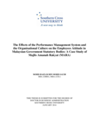The effects of the performance management system and the organisational culture on the employees attitude in Malaysian government statutory bodies : a case study of Majlis Amanah Rakyat (MARA)