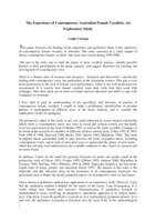 The experience of contemporary Australian female vocalists: an exploratory study