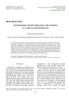 Netnographic tourist research: the internet as a virtual fieldwork site