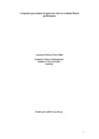 Corporate governance in aged care: how to evaluate board performance