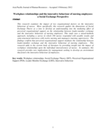 Workplace relationships and the innovative behaviour of nursing employees: a social exchange perspective