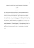 Improving psychological critical thinking in Australian university students