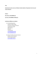 Exploring the practice and use of Western herbal medicine: perspectives from the social science literature