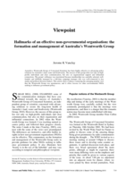 Hallmarks of an effective non-governmental organisation: the formation and management of Australia's Wentworth Group