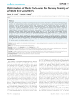 Optimisation of mesh enclosures for nursery rearing of juvenile sea cucumbers