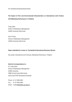 The impact of firm and environmental characteristics on international joint venture (IJV) marketing performance in Thailand