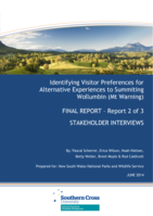 Identifying visitor preferences for alternative experiences to summiting Wollumbin (Mt Warning): Final report 2 of 3: stakeholder interviews