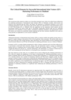 The critical elements for successful international joint venture (IJV) marketing performance in Thailand