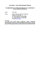 The emergence of problem gambling as a corporate social issue in Australia