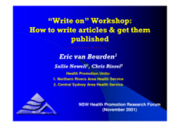 Write on Workshop: how to write articles and get them published
