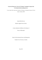 Grassroots democracy : the role of volunteer community groups in the government decision making process: a case study of the origin and evolution of volunteer community groups in Tweed Shire, Northern NSW