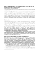 Risk and protective factors relating to gambling by employees of gaming venues