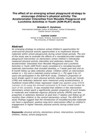 The effect of an emerging school playground strategy to encourage children's physical activity: the Accelerometer Intensities from Movable Playground and Lunchtime Activities in Youth (AIM-PLAY) study