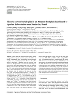 Historic carbon burial spike in an Amazon floodplain lake linked to riparian deforestation near Santarém, Brazil