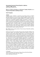Review of pop-up messages on electronic gaming machines as a proposed responsible gambling strategy