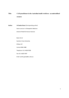 CAM practitioners in the Australian health workforce: an underutilized resource
