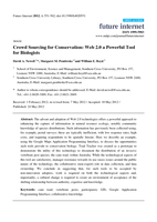 Crowd sourcing for conservation: Web 2.0 a powerful tool for biologists