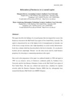 Reasons why businesses relocate to a coastal region (Mid North Coast of New South Wales, Australia)