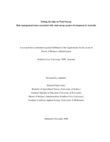 Putting the spin on wind energy : risk management issues associated with wind energy project development in Australia
