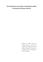 The identification and analysis of relationship benefits in business-to-business channels