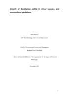 Growth of eucalyptus pellita in mixed species and monoculture plantations