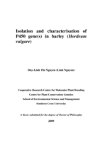 Isolation and characterisation of P450 gene(s) in barley (Hordeum vulgare)