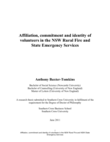 Affiliation, commitment and identity of volunteers in the NSW Rural Fire and State Emergency Services