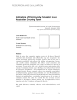 Indicators of community cohesion in an Australian country town